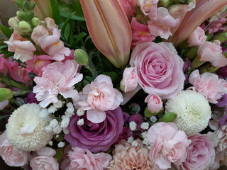 Photo bucket with various kinds of beautiful flowers
