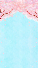 Cherry blossom or sakura tree on blue sky with copy space backgrounds