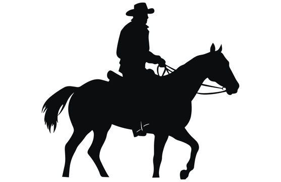 recommend clip art: cowboy and horse running silhouettes , Cowboys ride horses, Riders on horseback