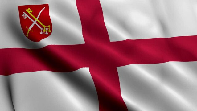 Flag of the Diocese of Winchester. Waving Fabric Satin Texture Flag of Diocese of Winchester 3D Illustration. Real Texture Flag of the Diocese of Winchester of the Church of England Banner Collection