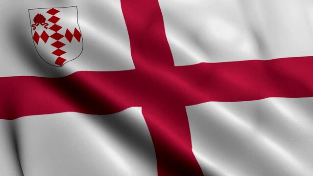 Flag of the Diocese of Southwark. Waving Fabric Satin Texture Flag of Diocese of Southwark 3D Illustration. Real Texture Flag of the Diocese of Southwark of the Church of England Banner Collection