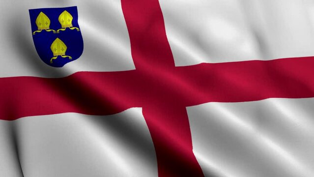 Flag of the Diocese of Norwich. Waving Fabric Satin Texture Flag of Diocese of Norwich 3D Illustration. Real Texture Flag of the Diocese of Norwich of the Church of England Banner Collection