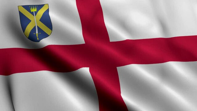 Flag of the Diocese of St Albans. Waving Fabric Satin Texture Flag of Diocese of St Albans 3D Illustration. Real Texture Flag of the Diocese of St Albans of the Church of England Banner Collection