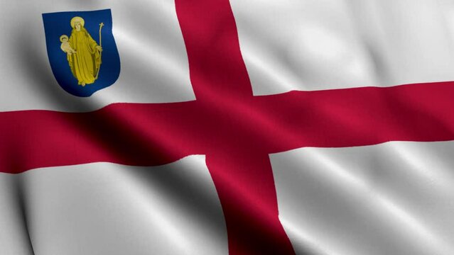 Flag of the Diocese of Salisbury. Waving Fabric Satin Texture Flag of Diocese of Salisbury 3D Illustration. Real Texture Flag of the Diocese of Salisbury of the Church of England Banner Collection