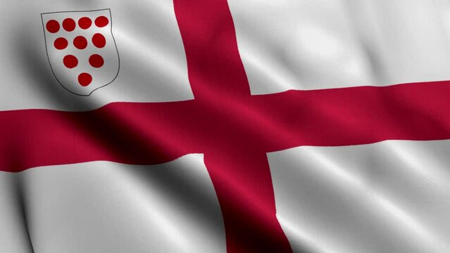 Flag of the Diocese of Worcester. Waving Fabric Satin Texture Flag of Diocese of Worcester 3D Illustration. Real Texture Flag of the Diocese of Worcester of the Church of England Banner Collection