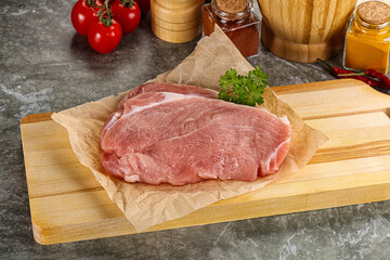 Raw pork schnitzel for cooking