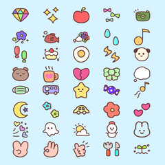 cute minimalist stickers of various shapes of objects