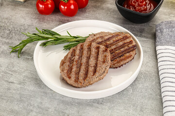 Grilled two beef burger cutlet
