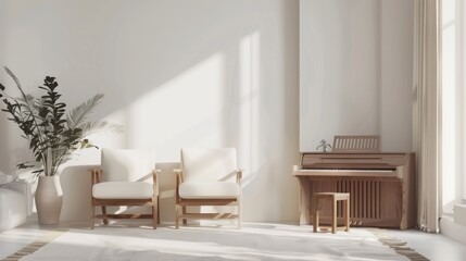 Mockup of a living room with a decorative piano . Generative Ai