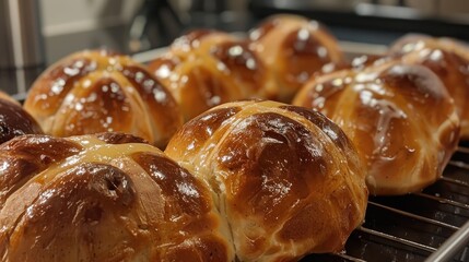 Easter hot cross buns. Generative AI