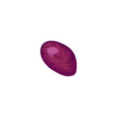 Beach pebbles. Vector illustration of a round shaped burgundy stone.
