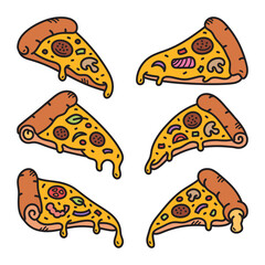  Pizza Doodle Vector Illustration