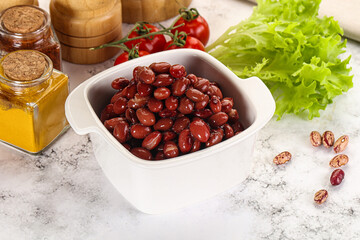 Canned red beans in the bowl