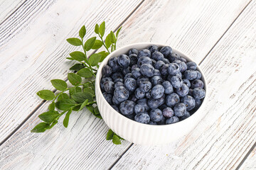 Ripe sweet blueberry in the bowl