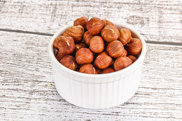 Heap of raw natural hazelnut