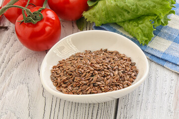 Dry Raw flax seed in the bowl