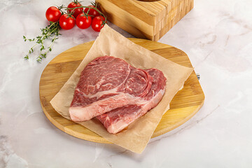 Uncooked raw beef steak for grill