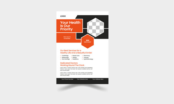 Set of Editable Medical banner design template. Layout template, brochure background. A4 size for poster, flyer or cover.