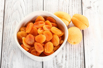 Dried apricot heap in the bowl