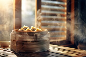 Piping hot delicious bamboo steamer 