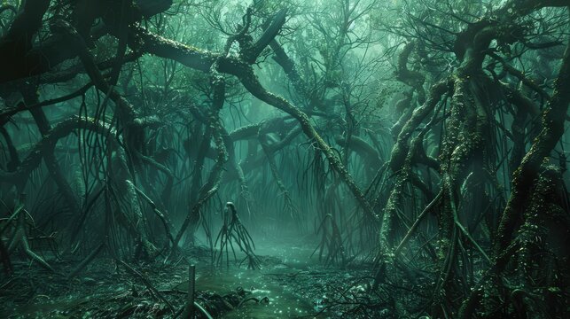 Mangrove forest. Generative AI