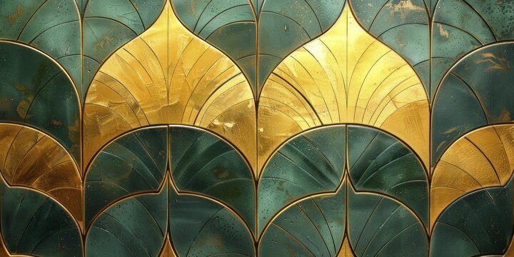 Art Deco wallpaper, glamorous gold and bold lines, roaring twenties flair