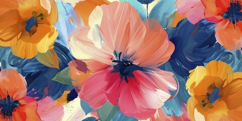 Artistic brush stroke floral wallpaper, abstract and colorful, modern art inspired