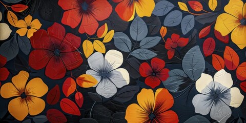 Bold abstract floral wallpaper, retro0s graphics, dynamic and impactful, artistic expression