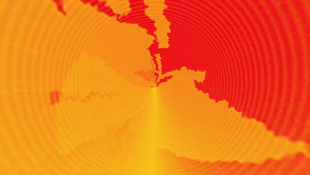 Red and orange tunnel vision with images in fast loop motion