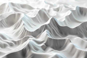 Fotobehang A monochrome topographical relief model shows the detailed contours and elevations of a mountainous landscape, emphasizing geological features. © Olena Rudo