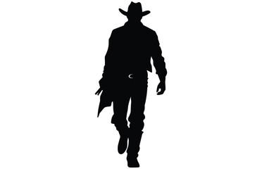 Silhouette of cowboys walking, Cowboy in various action, cowboys walking vector
