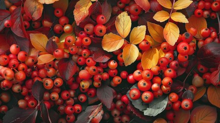 Sorbus berries. Generative AI - obrazy, fototapety, plakaty