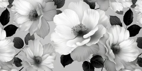 Modern minimalism meets elegance in this monochrome floral wallpaper, simple yet with a distinctive twist