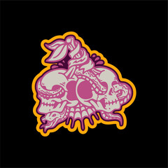vector illuistration tracing of skull skeleton artwork for tshirt and mascot