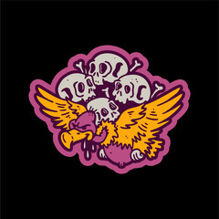 vector illuistration tracing of skull skeleton artwork for tshirt and mascot