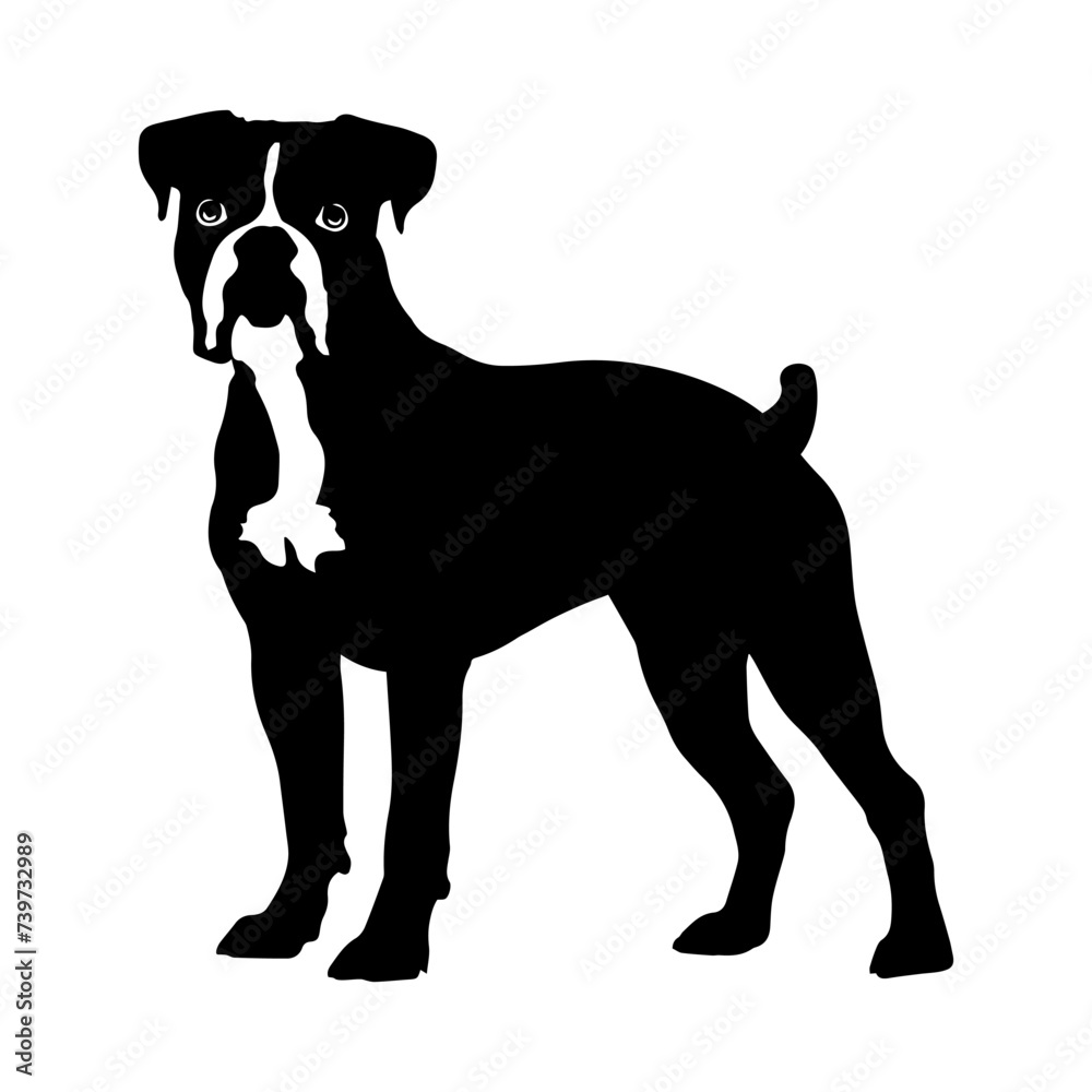 Wall mural silhouette of a boxer dog standing