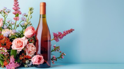 Wine and flowers. Generative AI