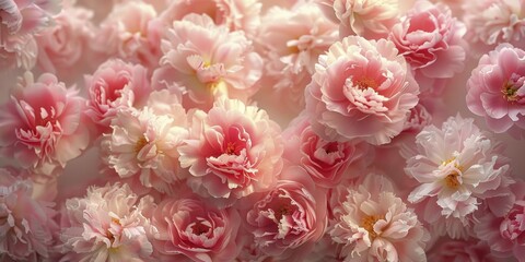 Soft pink peony wallpaper, lush blooms, delicate and romantic, feminine touch