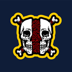 vector illuistration tracing of skull skeleton artwork for tshirt and mascot