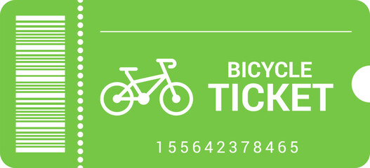 Travel transport tickets with barcode on white background. Bicycle Bike ticket in flat design with barcode. Pass card for transport. Transport pictogram. Vector illustration EPS 10.