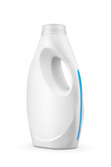 Liquid laundry detergent soap in blank plastic bottle with handle isolated. Transparent PNG image.