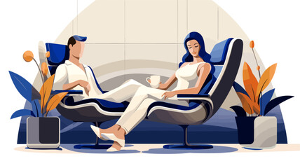 Abstract spa day with a couple relaxing and pampering. simple Vector art