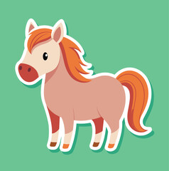 Cute gold pony in a green background