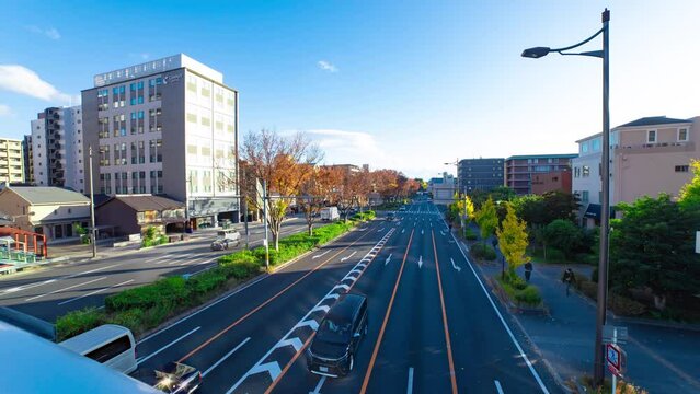 A timelapse of traffic jam at the large avenue in Kyoto wide shot
