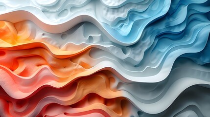 Abstract Colorful Waves: Dynamic Artistry in Orange and Blue Hues