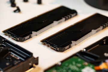 Computer parts of processing unit close up