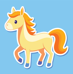 Cute gold pony in a blue background