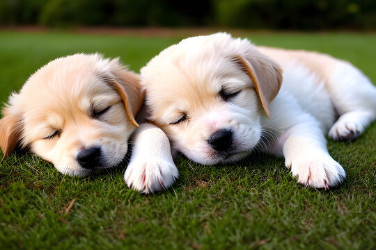 Puppies sleeping (Generative AI)