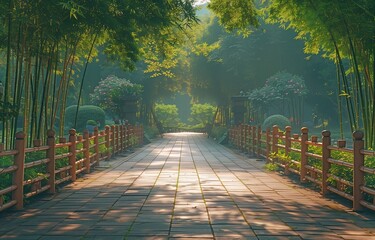 Pathway and bamboo forest