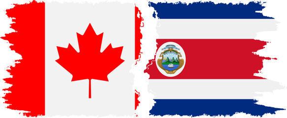 Costa Rica and Canada grunge flags connection vector